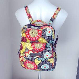 Vera Bradley Yellow and Brown Floral Backpack